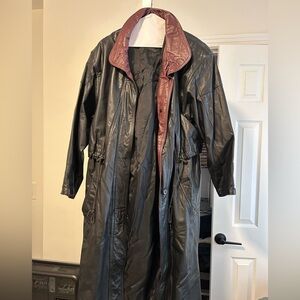 Pelle Vintage Two-Toned Leather Trench Coat